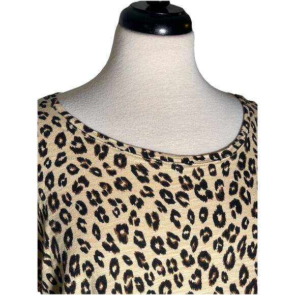 Chicos Top Women's Extra Large 3 Black Brown Animal Print Leopard - Picture 2 of 4
